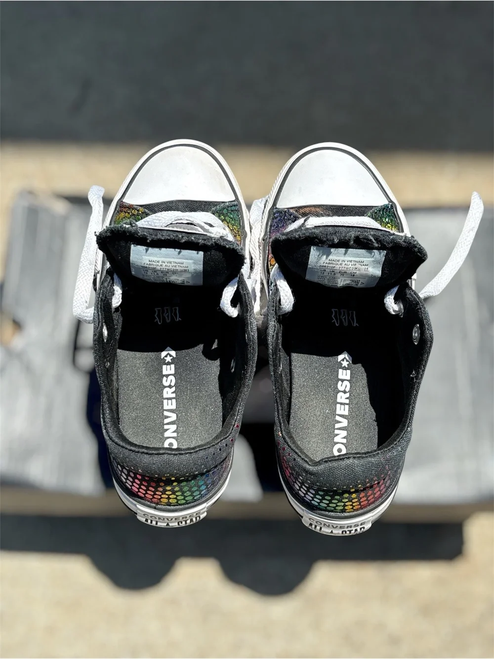 Converse Kids Low-Top Sneakers in Black with Rainbow Sequin